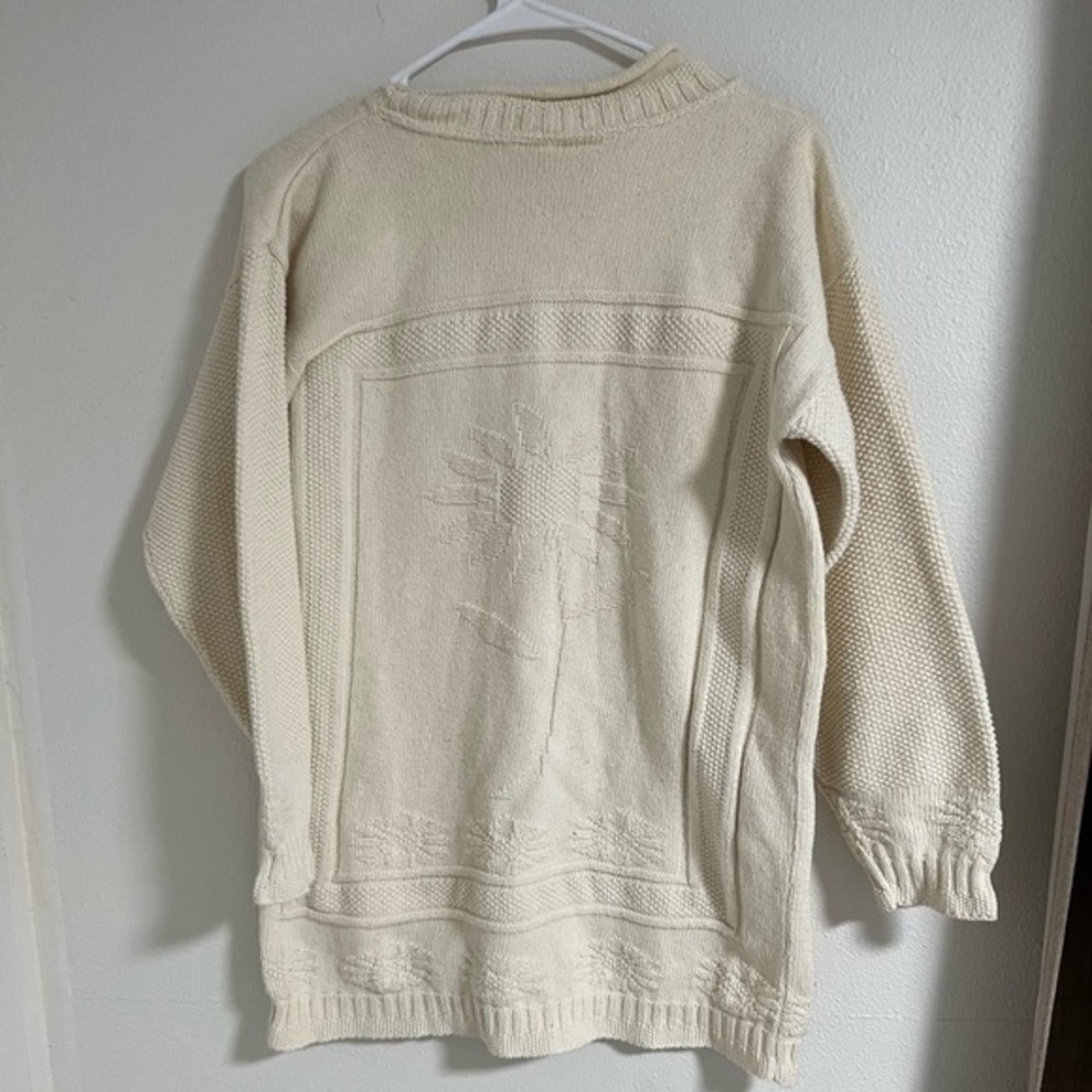 Vintage Partners 100% Cotton Cream Knit Sweater with Sunflower